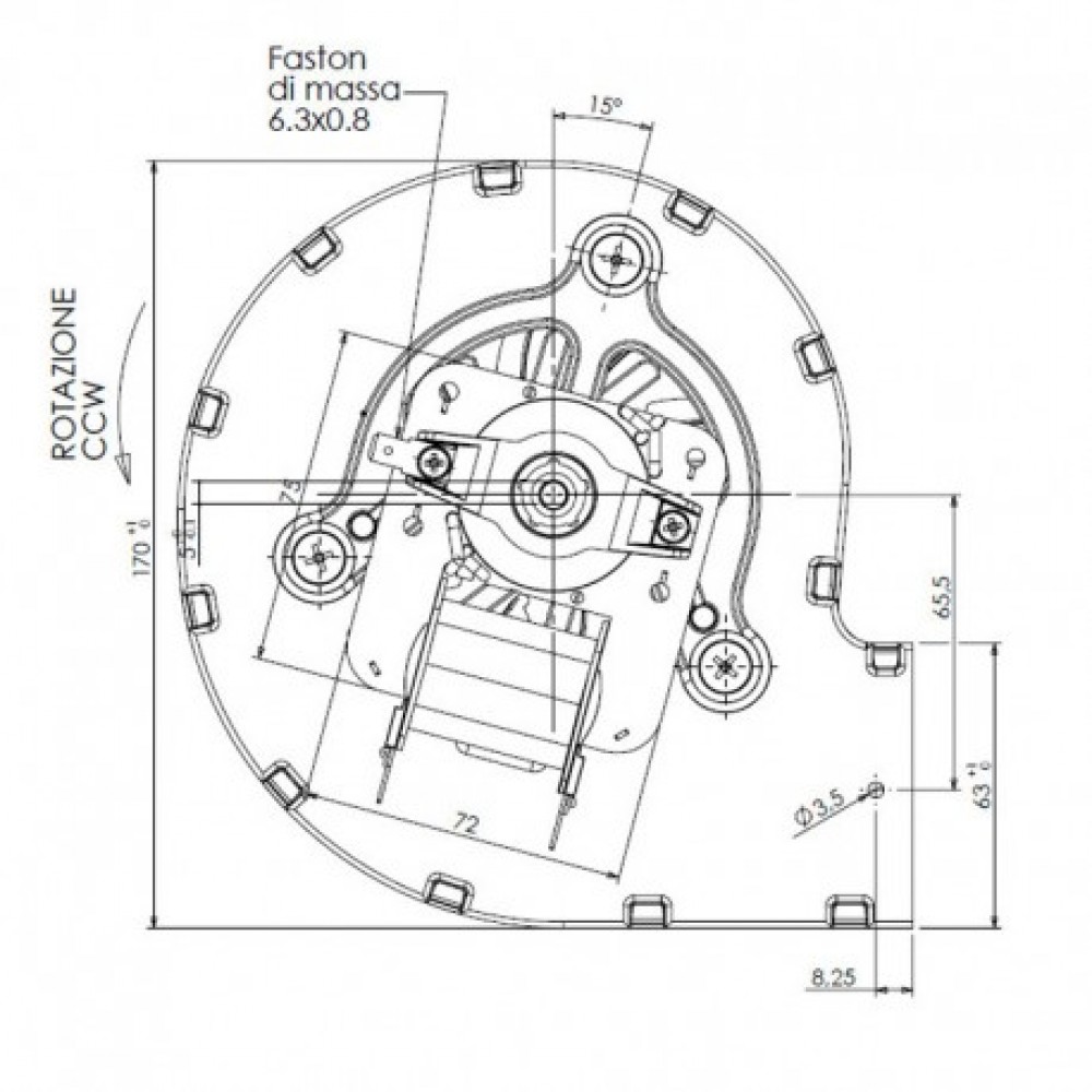 Centrifugal fan TRIAL for pellet stove Piazzetta and others |  |  |