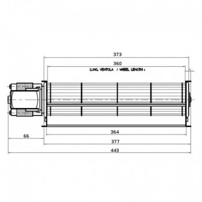 Tangential fan Fergas for pellet stoves Superior, Piazzetta, Karmek One, Palazzetti and others, Ø60 mm, Flow 224 m³/h - Fergas