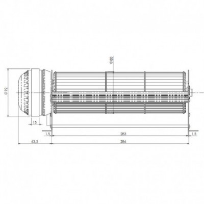 Tangential fan Trial for pellet stoves Edilkamin and others, Ø80mm, Flow 340m³/h - Trial
