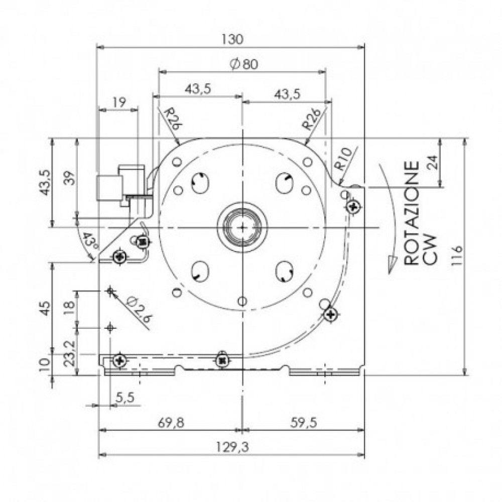 Tangential fan Trial for pellet stoves Palazzetti, Karmek One, Thermorossi, Piazzetta, Ravelli and others, Ø80mm, Flow 315m³/h | Fans and Blowers for Pellet Stoves | Pellet Stove Parts |