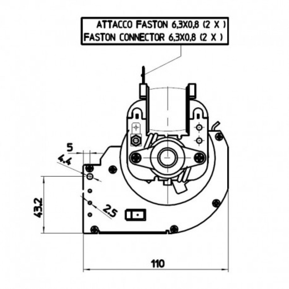 Tangential fan Fergas for pellet stoves Anselmo Cola and others, Ø65mm, Flow 175m³/h | Fans and Blowers for Pellet Stoves | Pellet Stove Parts |
