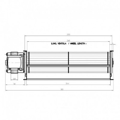 Tangential fan Fergas for pellet stoves Ravelli, Edilkamin, Karmek One, Ecoteck, Palazzetti and others, Ø60mm, Flow 204m³/h - Fergas