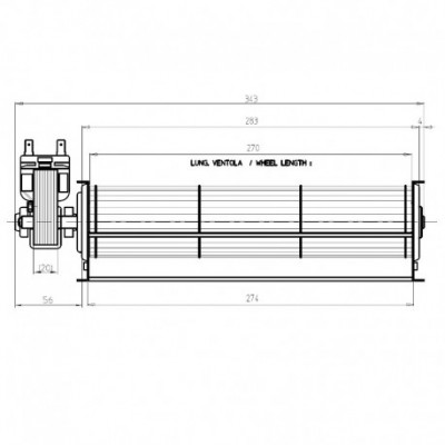Tangential fan Fergas for pellet stoves Ferroli, Stufe a pellet and others, Ø60mm, Flow 221m³/h - Fergas