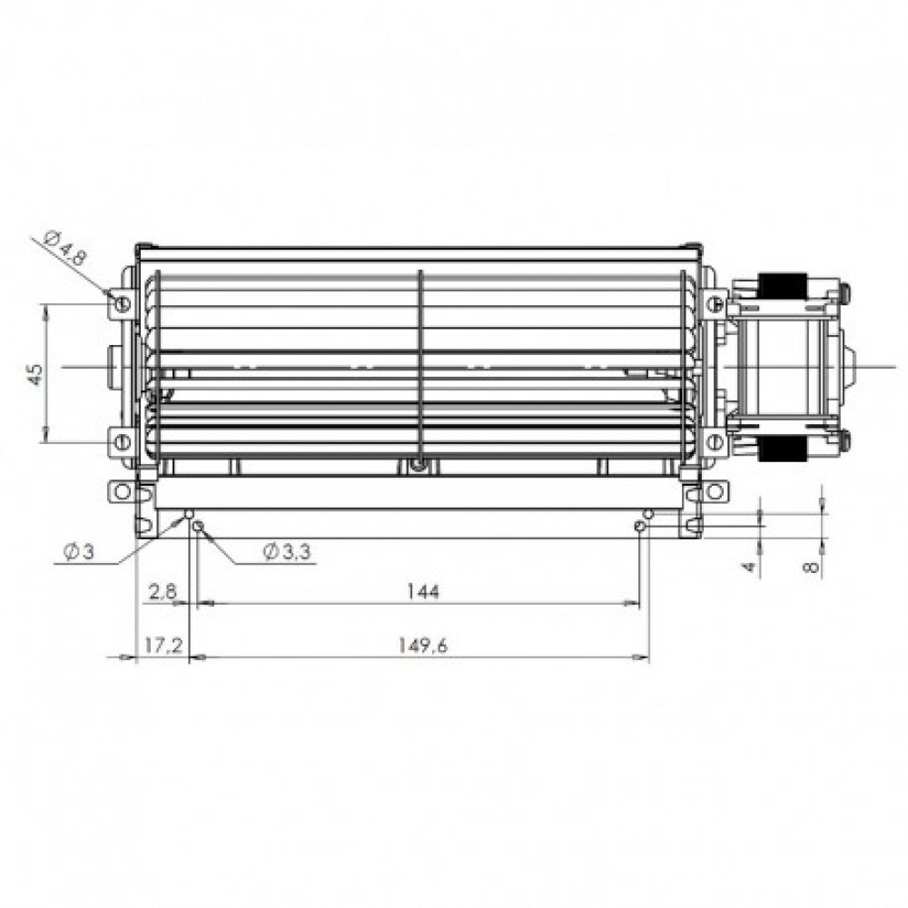 Tangential fan Trial for pellet stoves La Nordica Extraflame, Piazzetta, Caminetti Montegrappa, Invicta, Edilkamin, Palazzetti and others, Ø60mm, Flow 150m³/h | Fans and Blowers for Pellet Stoves | Pellet Stove Parts |