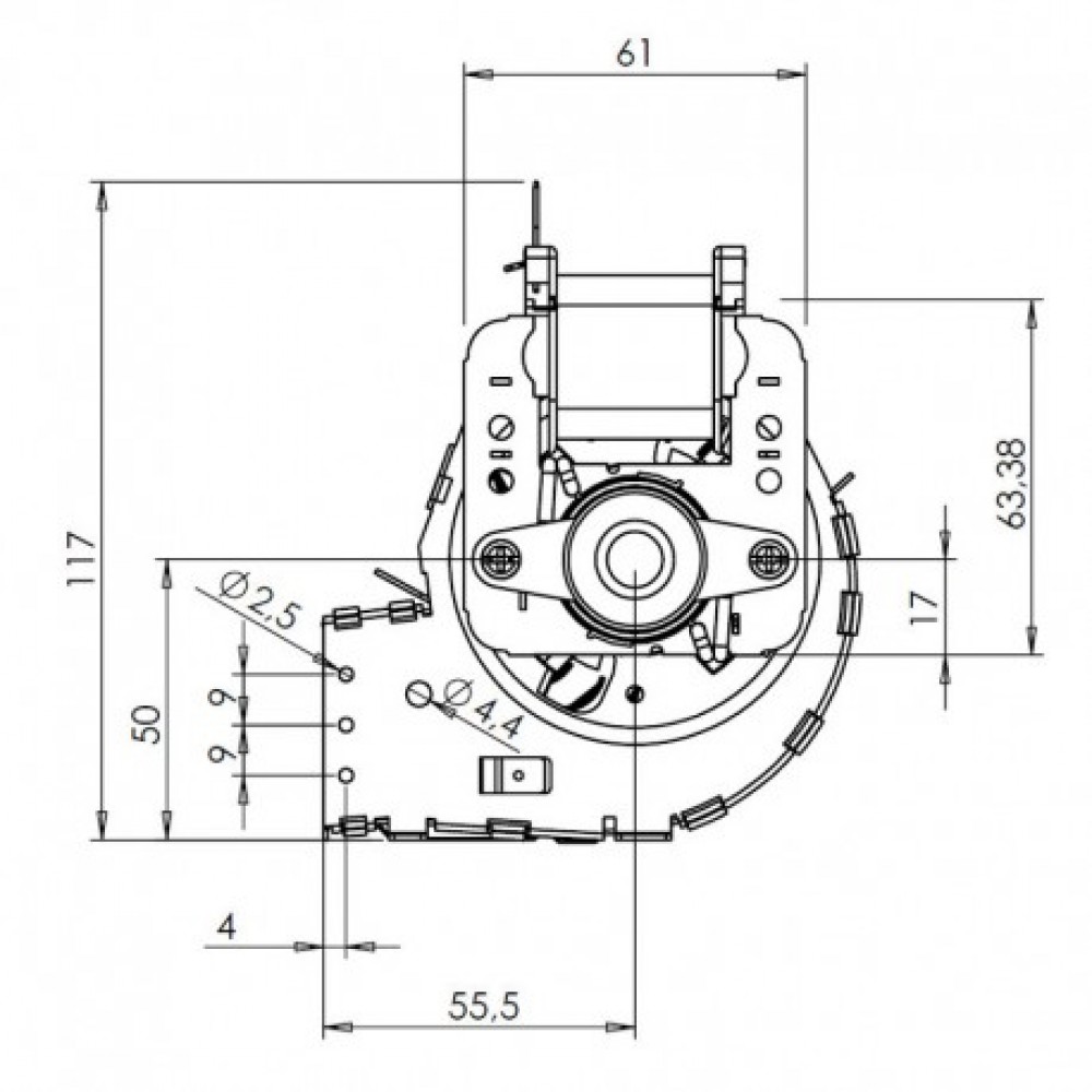 Tangential fan Trial for pellet stoves La Nordica Extraflame, Piazzetta, Caminetti Montegrappa, Invicta, Edilkamin, Palazzetti and others, Ø60mm, Flow 150m³/h | Fans and Blowers for Pellet Stoves | Pellet Stove Parts |