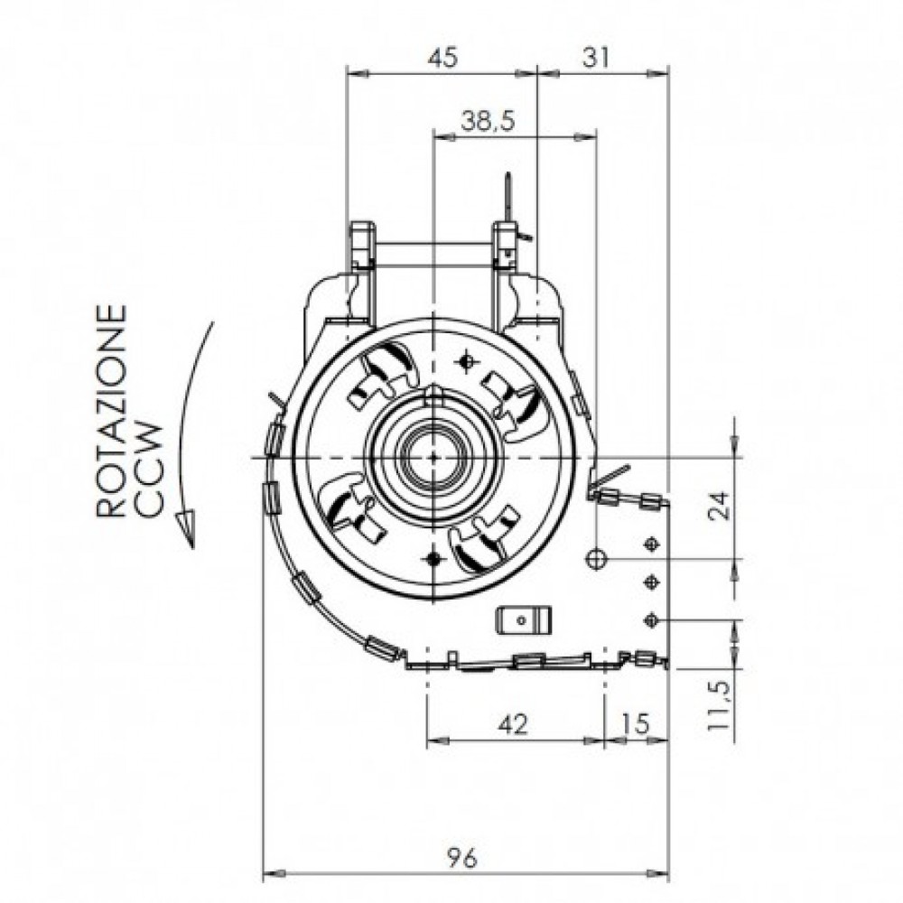 Tangential fan Trial for pellet stoves La Nordica Extraflame, Piazzetta, Caminetti Montegrappa, Invicta, Edilkamin, Palazzetti and others, Ø60mm, Flow 150m³/h | Fans and Blowers for Pellet Stoves | Pellet Stove Parts |