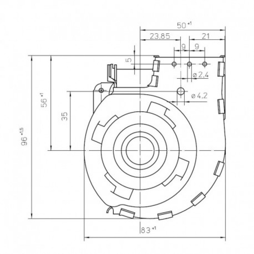 Tangential fan EBM for pellet stoves Karmek One and others, Ø60mm, Flow 40m³/h | Fans and Blowers for Pellet Stoves | Pellet Stove Parts |