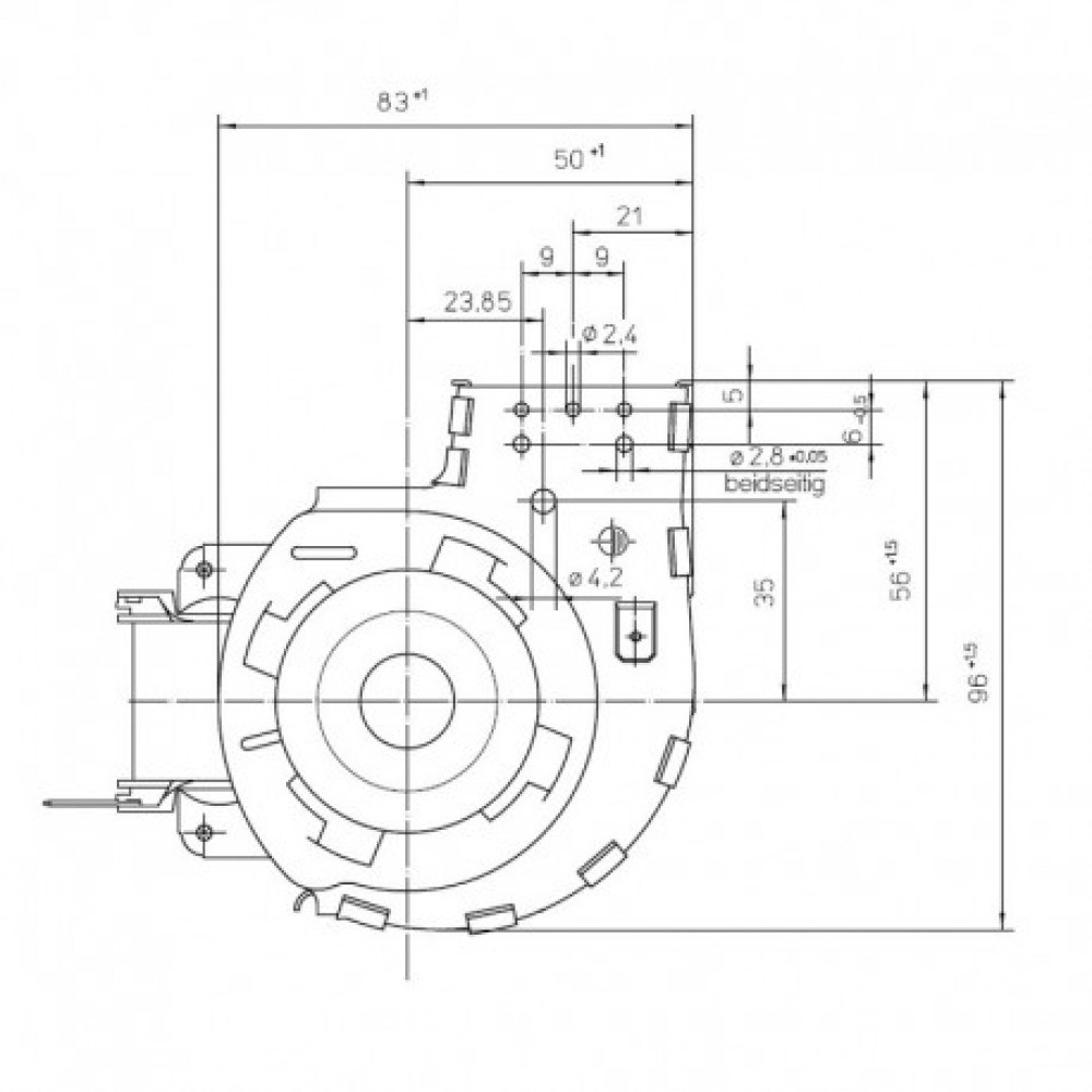 Tangential fan EBM for pellet stoves Dal Zotto, La Nordica, Nobis and others, Ø60 mm, Flow 130 m³/h | Fans and Blowers for Pellet Stoves | Pellet Stove Parts |