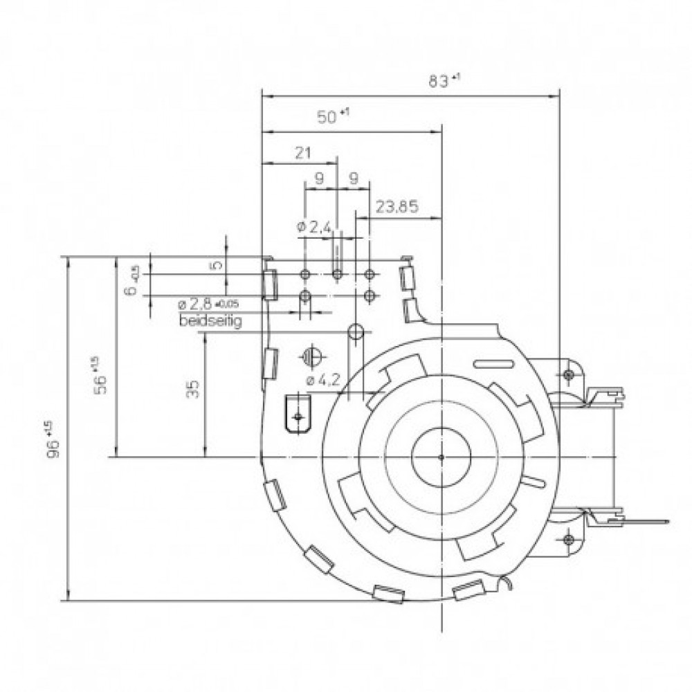Tangential fan EBM for pellet stoves Dal Zotto, La Nordica, Nobis and others, Ø60mm, Flow 130m³/h | Fans and Blowers for Pellet Stoves | Pellet Stove Parts |