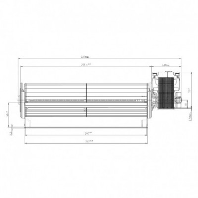 Tangential fan EBM for pellet stoves MCZ and others, Ø65mm, Flow 220m³/h - EBM