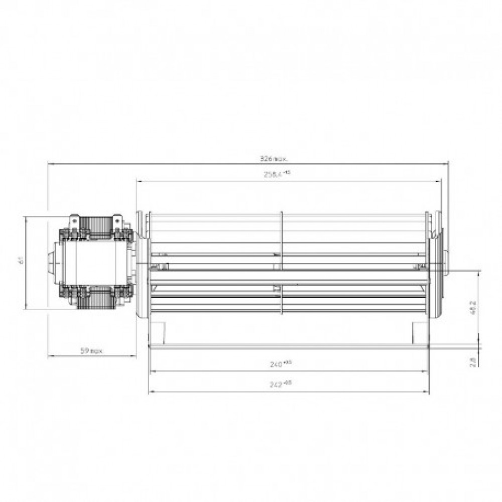 Tangential fan EBM for pellet stoves Karmek One, Jolly Mec and others, Ø65mm, Flow 200m³/h | Fans and Blowers for Pellet Stoves | Pellet Stove Parts |