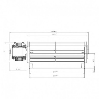 Tangential fan EBM for pellet stoves Karmek One, Jolly Mec and others, Ø65mm, Flow 200m³/h - EBM