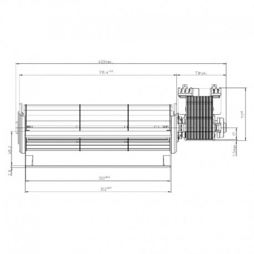 Tangential fan EBM for pellet stoves Karmek One, MCZ, Nobis and others, Ø65mm, Flow 260m³/h | Fans and Blowers for Pellet Stoves | Pellet Stove Parts |