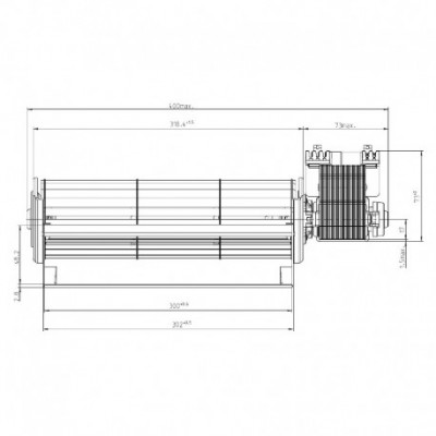 Tangential fan EBM for pellet stoves Karmek One, MCZ, Nobis and others, Ø65mm, Flow 260m³/h - EBM