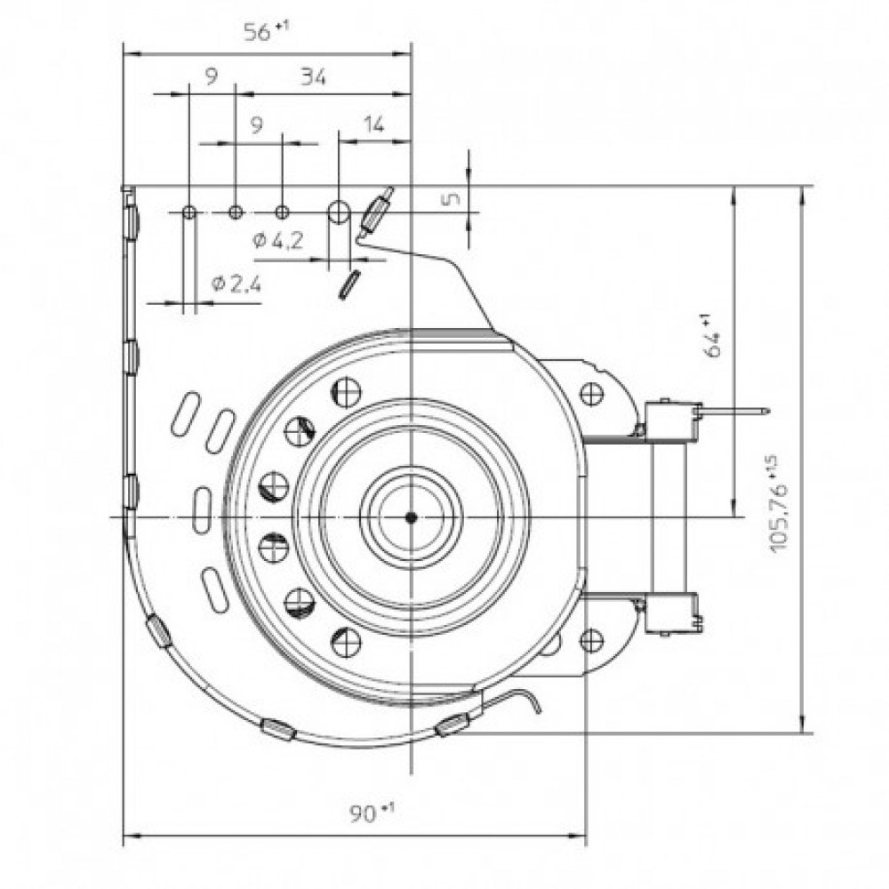 Tangential fan EBM for pellet stoves Karmek One, MCZ, Pasian and others, Ø65mm, Flow 260m³/h | Fans and Blowers for Pellet Stoves | Pellet Stove Parts |