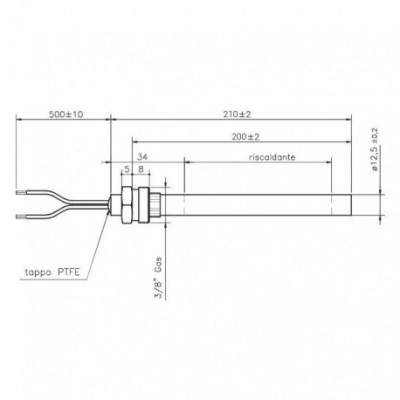 Igniter / Heating element for pellet stove Edilkamin, Thermorossi, D'Alessandro Termomeccanica, Pasqualicchio, Facci, Tatano and others, total length 210mm, 430W - Igniters / Resistors for Pellet Stoves