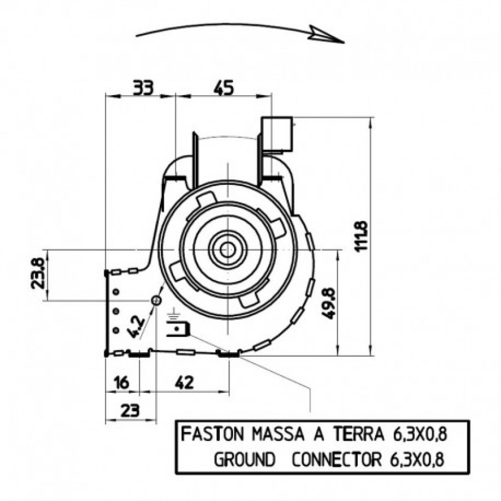 Tangential fan Fergas for pellet stoves Caminetti Montegrappa and others, Ø60mm, Flow 155m³/h | Fans and Blowers for Pellet Stoves | Pellet Stove Parts |