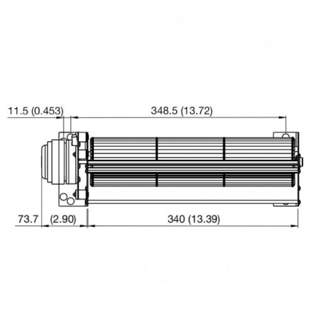 Tangential fan Fandis for pellet stoves Edilkamin, Italiana Camini and others, Ø80mm, Flow 385m³/h | Fans and Blowers for Pellet Stoves | Pellet Stove Parts |