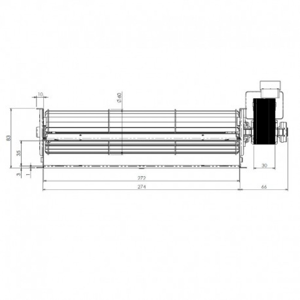 Tangential fan Trial for pellet stoves Caminetti Montegrappa, La Nordica Extraflame, Thermorossi, Piazzetta, Ravelli and others, Ø60 mm, Flow 260 m³/h | Fans and Blowers for Pellet Stoves | Pellet Stove Parts |