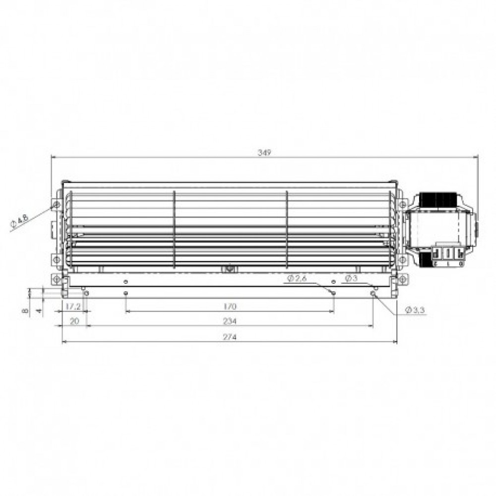 Tangential fan Trial for pellet stoves Caminetti Montegrappa, La Nordica Extraflame, Thermorossi, Piazzetta, Ravelli and others, Ø60 mm, Flow 260 m³/h | Fans and Blowers for Pellet Stoves | Pellet Stove Parts |