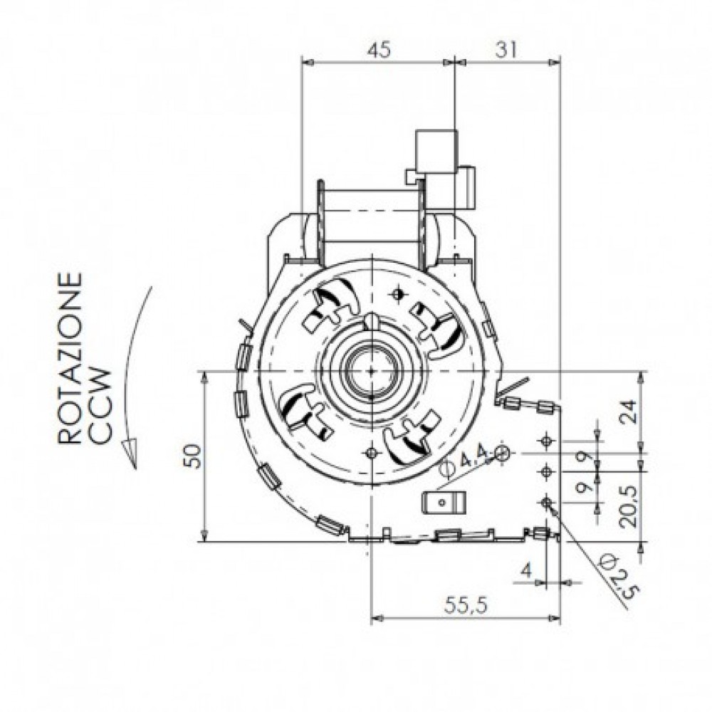 Tangential fan Trial for pellet stoves Caminetti Montegrappa, La Nordica Extraflame, Thermorossi, Piazzetta, Ravelli and others, Ø60 mm, Flow 260 m³/h | Fans and Blowers for Pellet Stoves | Pellet Stove Parts |