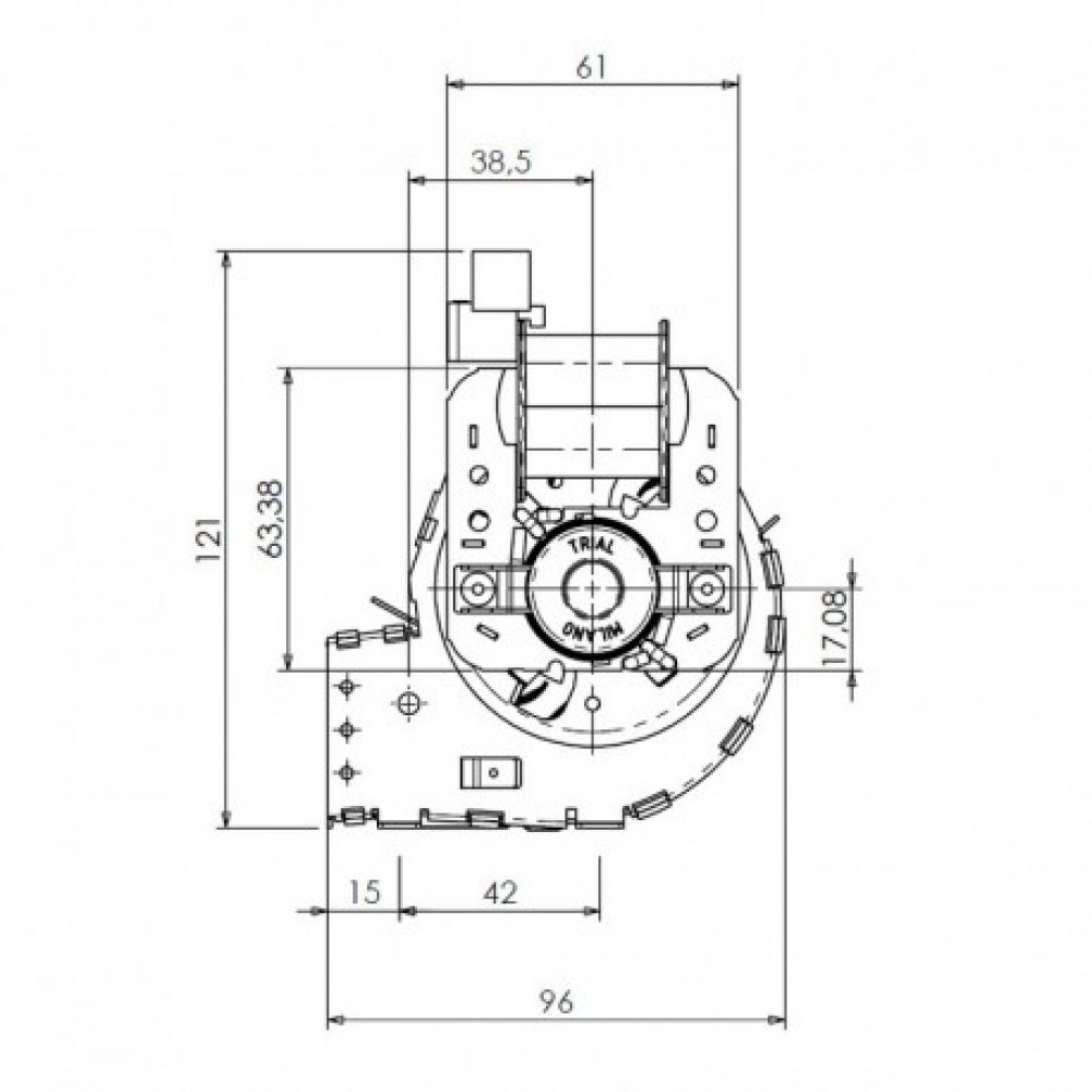 Tangential fan Trial for pellet stoves Caminetti Montegrappa, La Nordica Extraflame, Thermorossi, Piazzetta, Ravelli and others, Ø60 mm, Flow 260 m³/h | Fans and Blowers for Pellet Stoves | Pellet Stove Parts |