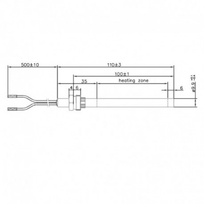 Igniter / Heating element for pellet stove Ungaro and others, total length 110mm, 190W - Igniters / Resistors for Pellet Stoves