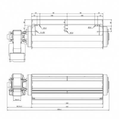 Tangential fan Coprel for pellet stoves MCZ and others, Ø45mm, Flow 137m³/h - Coprel