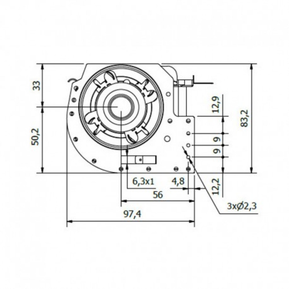 Tangential fan Coprel for pellet stoves Cadel and others, Ø60mm, Flow 165m³/h | Fans and Blowers for Pellet Stoves | Pellet Stove Parts |