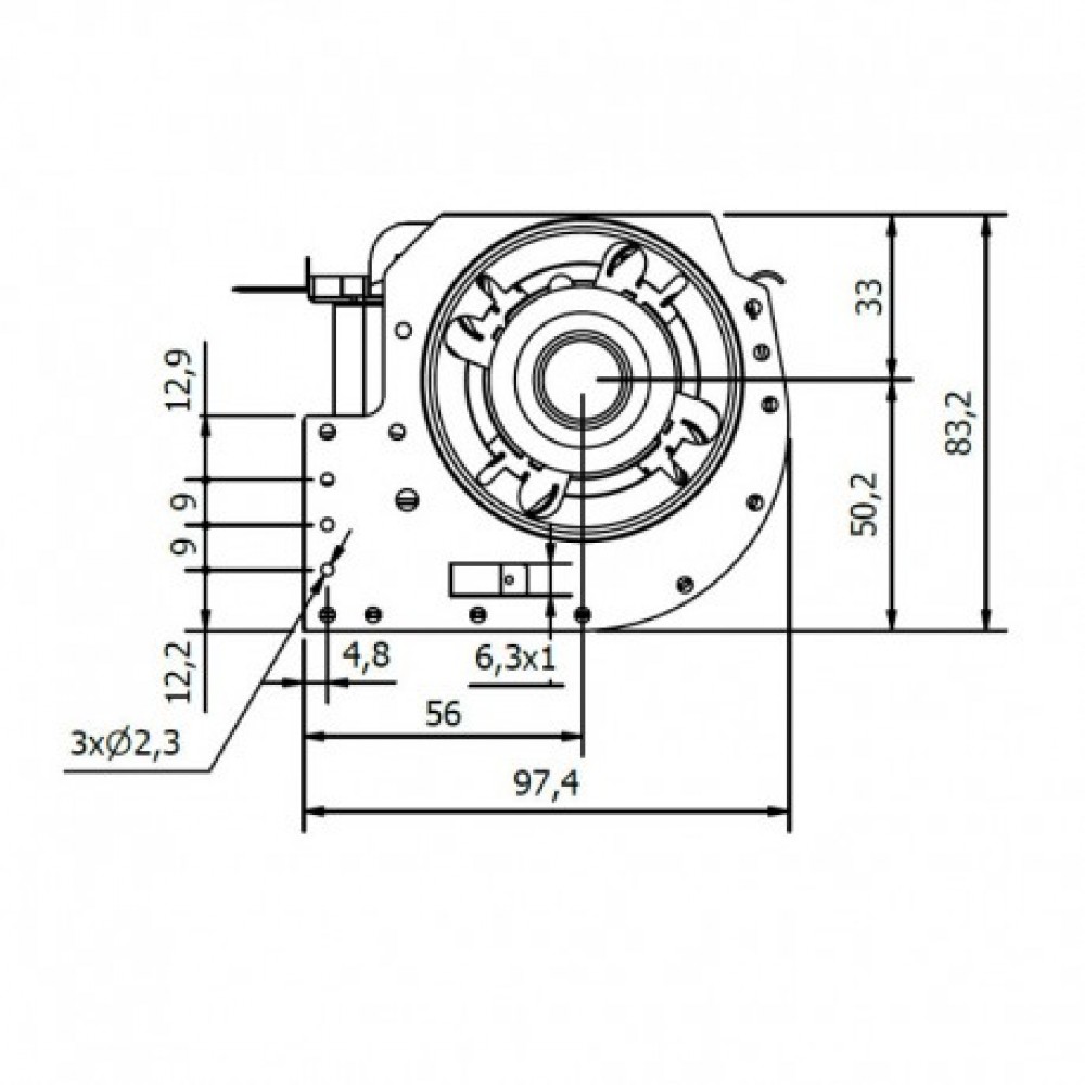 Tangential fan Coprel for pellet stoves Cadel and others, Ø60mm, Flow 165m³/h | Fans and Blowers for Pellet Stoves | Pellet Stove Parts |