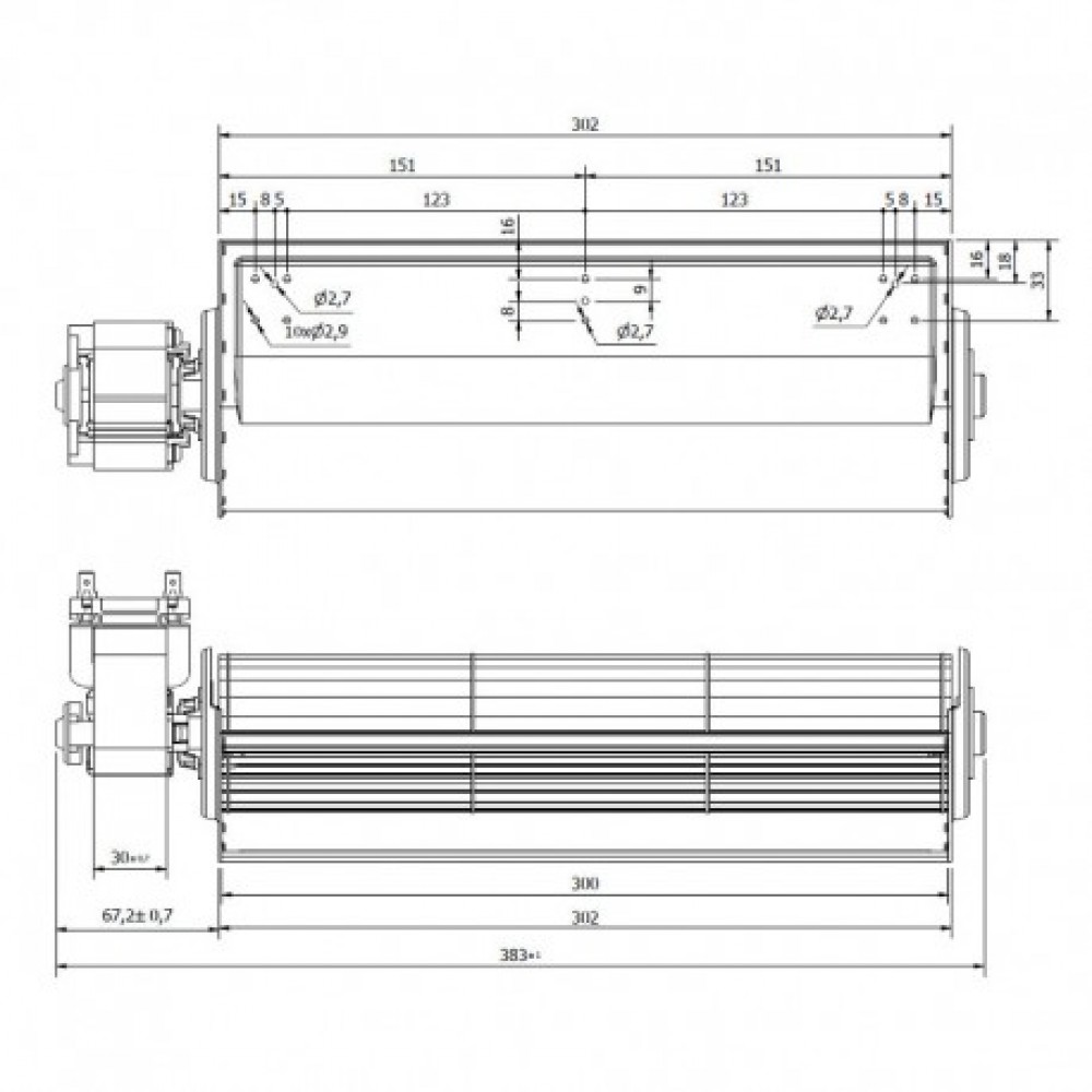 Tangential fan Coprel for pellet stoves Stufe a Pellet Italia and others, Ø65mm, Flow 300m³/h | Fans and Blowers for Pellet Stoves | Pellet Stove Parts |