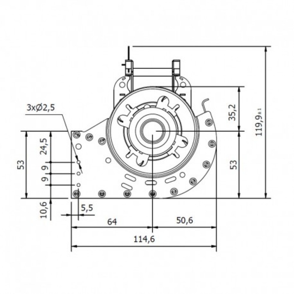 Tangential fan Coprel for pellet stoves Stufe a Pellet Italia and others, Ø65mm, Flow 300m³/h | Fans and Blowers for Pellet Stoves | Pellet Stove Parts |