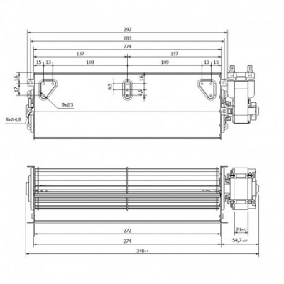 Tangential fan Coprel for pellet stoves AMG, La Nordica and others, Ø60mm, Flow 190m³/h - Coprel