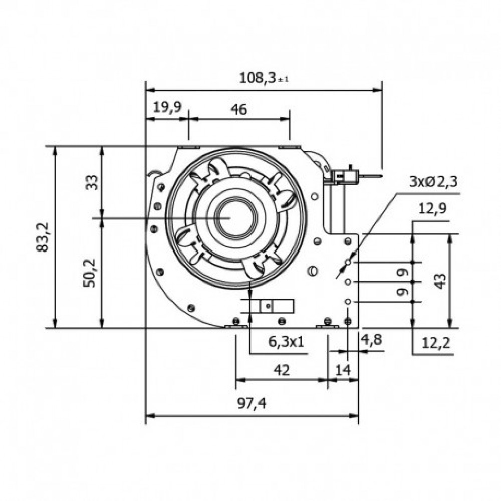 Tangential fan Coprel for pellet stoves AMG, La Nordica and others, Ø60mm, Flow 190m³/h | Fans and Blowers for Pellet Stoves | Pellet Stove Parts |
