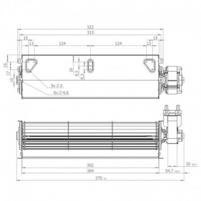 Tangential fan Coprel for pellet stoves Unical and others, Ø60mm, Flow 210m³/h - Coprel