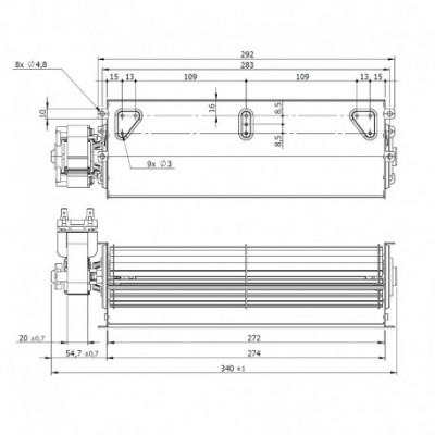 Tangential fan Coprel for pellet stoves Caminetti Montegrappa, Stufe a pellet Italia and others, Ø60mm, Flow 190m³/h - Coprel