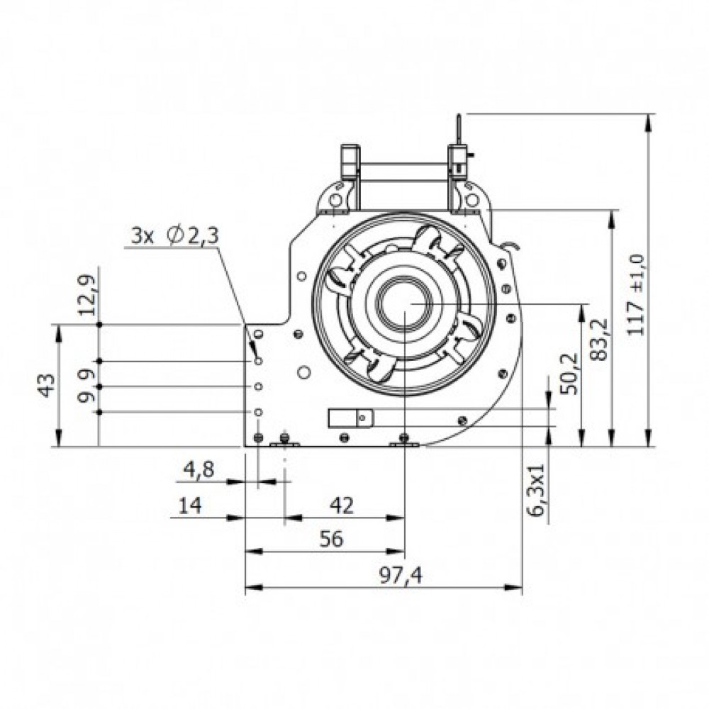 Tangential fan Coprel for pellet stoves Caminetti Montegrappa, Stufe a pellet Italia and others, Ø60mm, Flow 190m³/h | Fans and Blowers for Pellet Stoves | Pellet Stove Parts |