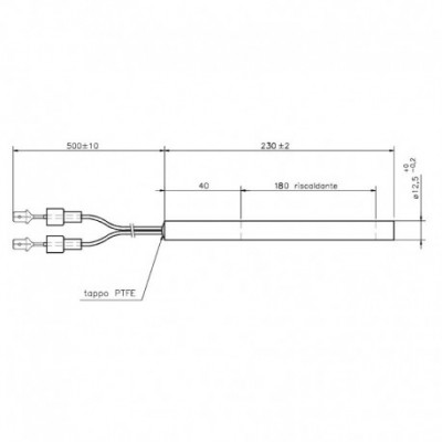 Igniter / Heating element for pellet stove MCZ, CT Pasqualicchio and others, total length 230mm, 320W - Igniters / Resistors for Pellet Stoves