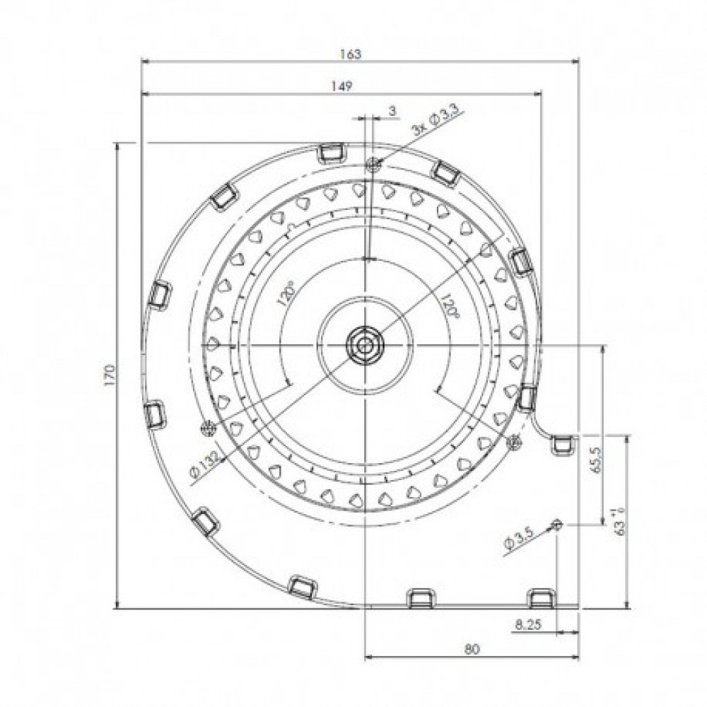 Centrifugal fan TRIAL for pellet stove Piazzetta, Extraflame, Thermorossi, Dal Zotto, Marocchi and others |  |  |
