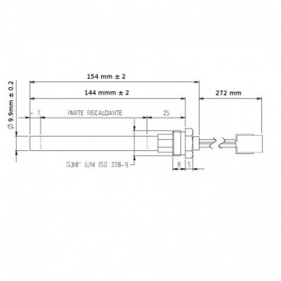 Igniter / Heating element for pellet stove Extraflame and others, total length 154mm, 300W - Igniters / Resistors for Pellet Stoves