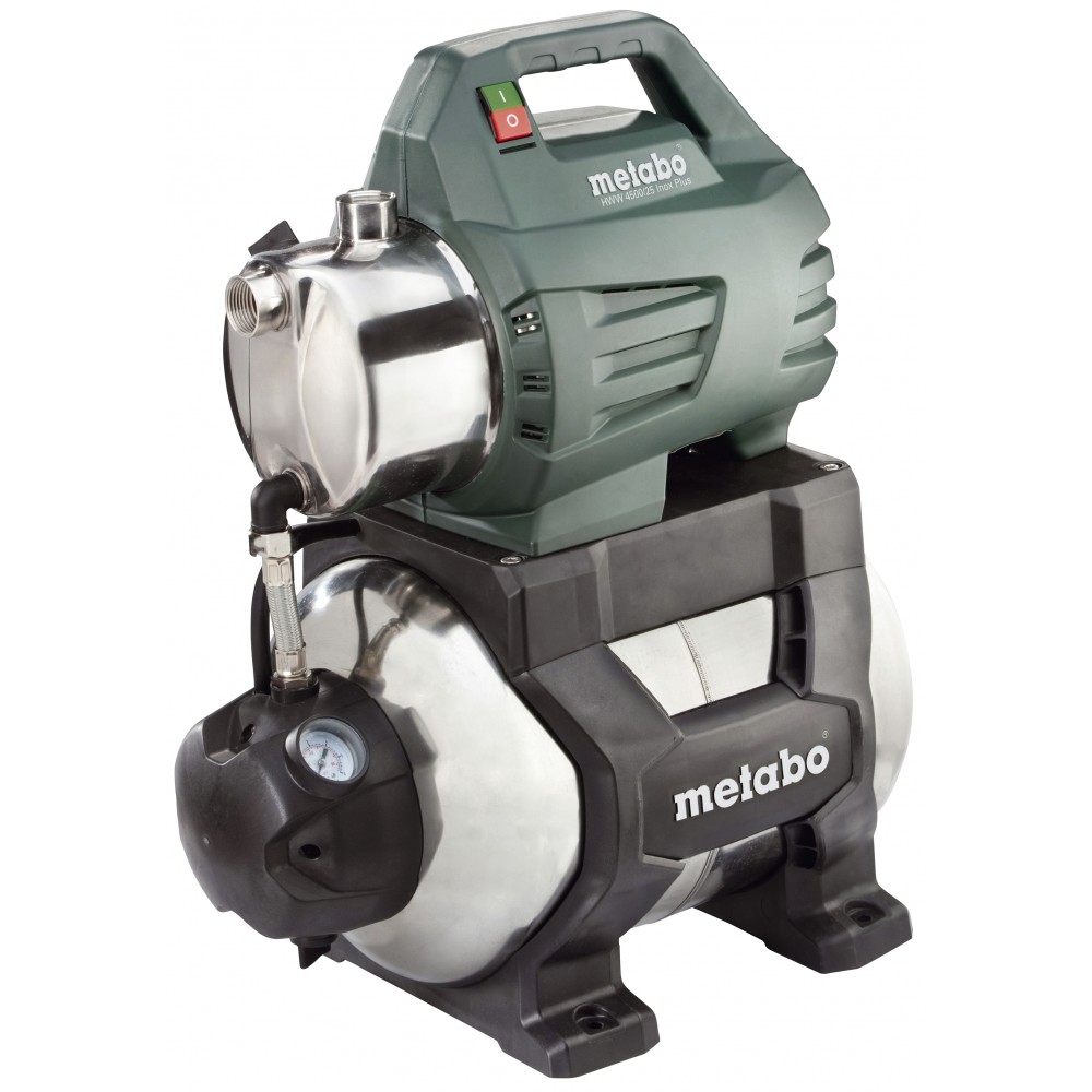 Single-phase hydrophore water pump METABO HWW 4500/25 INOX PLUS, power 1300 W, flow 4500 l/h, head 48 m, tank capacity 24 L