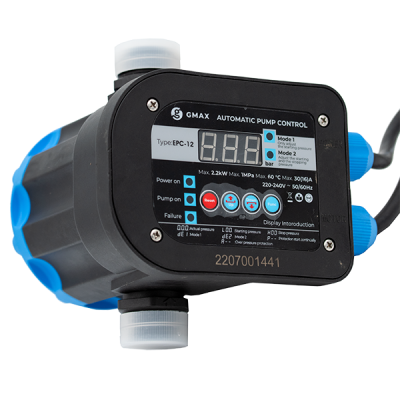 Pressure control EPC-12 with digital display and adjustable thresholds Gmax – size 1", power 2.2 kW, frequency 50–60 Hz, voltage 220–240 V - Gmax