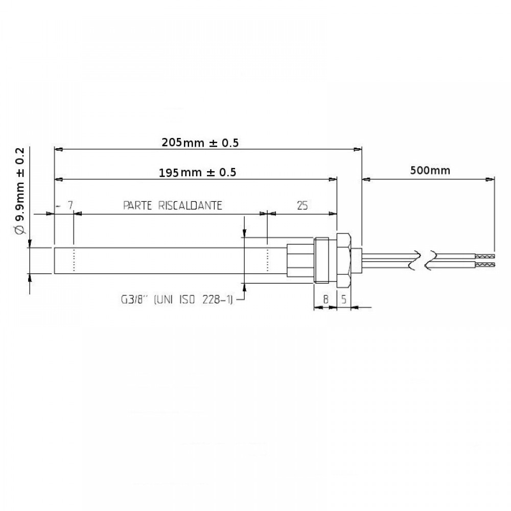 Igniter / Heating element for pellet stove MCZ, Edilkamin, Ravelli, Palazzetti, Cadel and others, total length 205mm/, 350W |  |  |