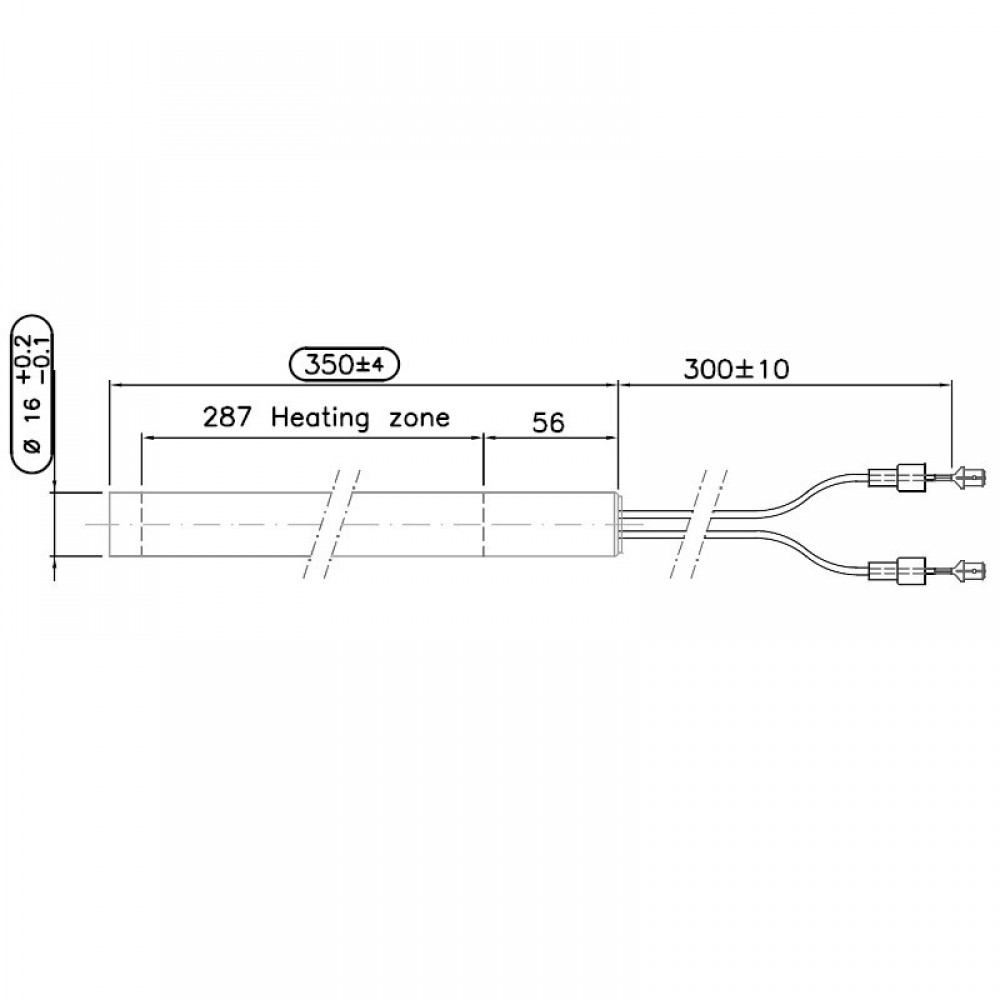 Igniter / Heating element for pellet boiler FAMAR Geysir Wood and others, total length 350mm, 1000W |  |  |