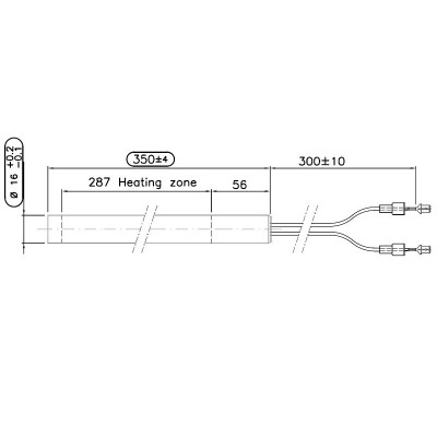 Igniter / Heating element for pellet boiler FAMAR Geysir Wood and others, total length 350mm, 1000W - Igniters / Resistors for Pellet Stoves