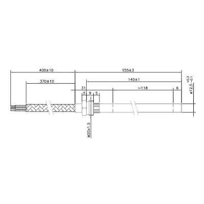 Igniter / Heating element for pellet stove Palazzetti, RED and others, total length 155mm, 300W - Igniters / Resistors for Pellet Stoves