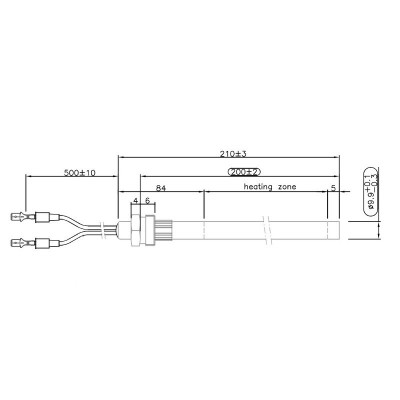 Igniter / Heating element for pellet stove Cazane Kepo and others, total length 210mm, 300W - Igniters / Resistors for Pellet Stoves