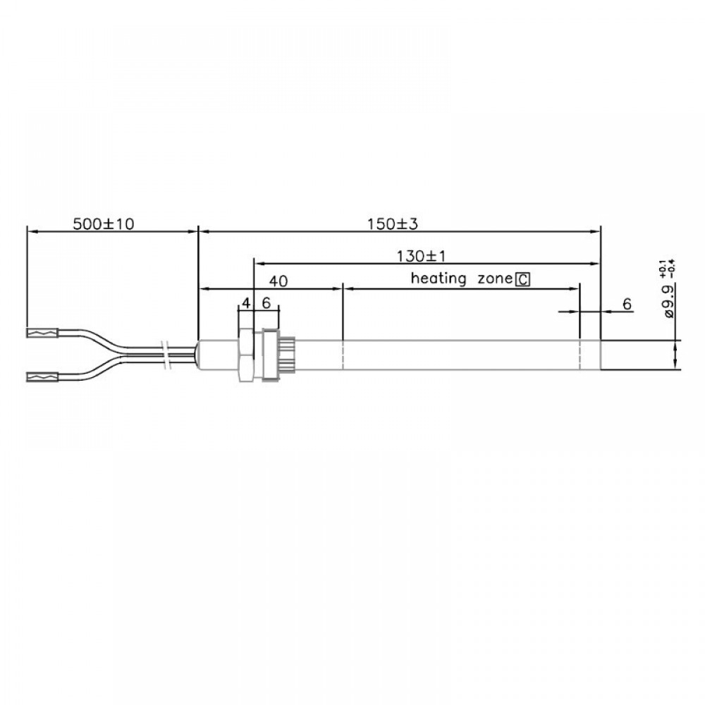Igniter / Heating element for pellet stove  Ravelli and others, total length 150mm, 250W |  |  |