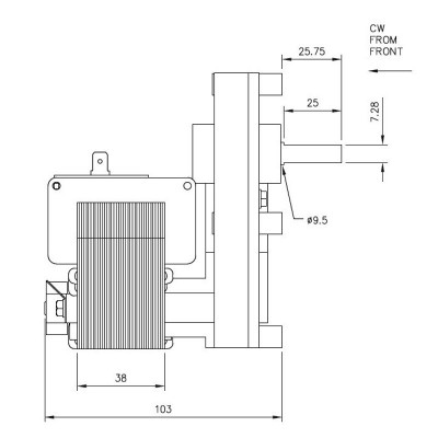Pellet stove auger motor Mellor FB1199 5.3 RPM for pellet stoves Lafat, Artel, Alfa-Plam, Ferroli, Mareli Systems, Ideal Clima, Still Green, Atritube and others - Auger Motors for Pellet Stoves