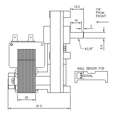 Pellet stove auger motor Mellor FB1294 2 RPM for pellet stoves Caminetti Montegrappa, Kalon and others - Auger Motors for Pellet Stoves